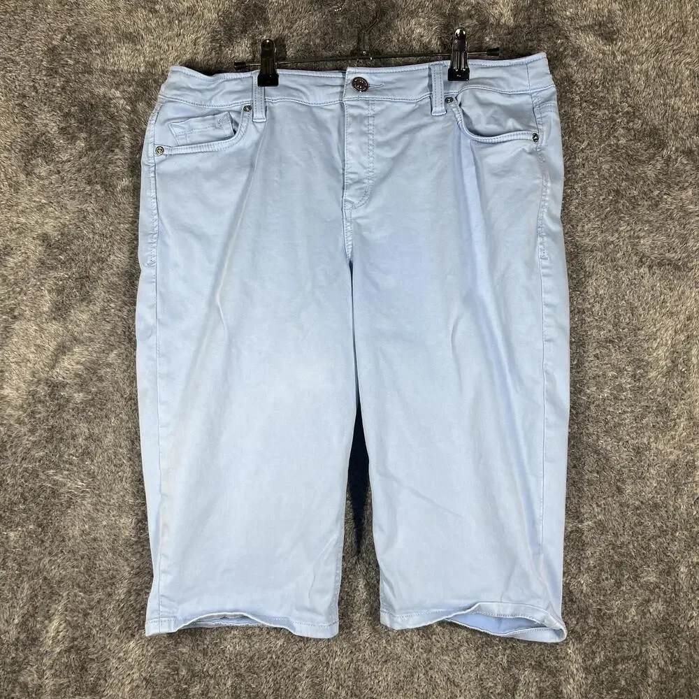 Tommy Bahama Shorts Womens 12 Blue Skimmer Twill Stretch 5-Pocket Flat Front